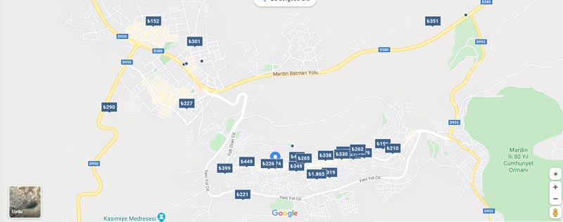 Mardin otelleri haritası