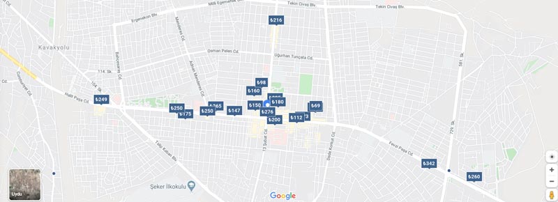Erzincan otel ve konaklama haritası 